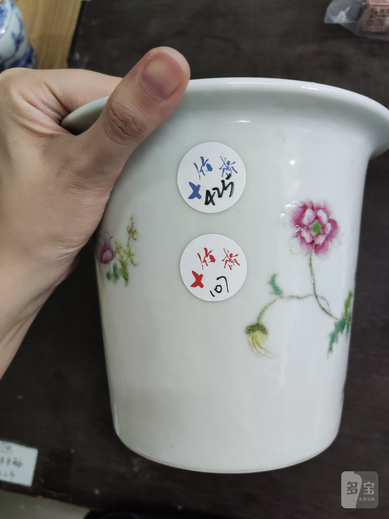 清 粉彩花卉纹花盆 - 图2